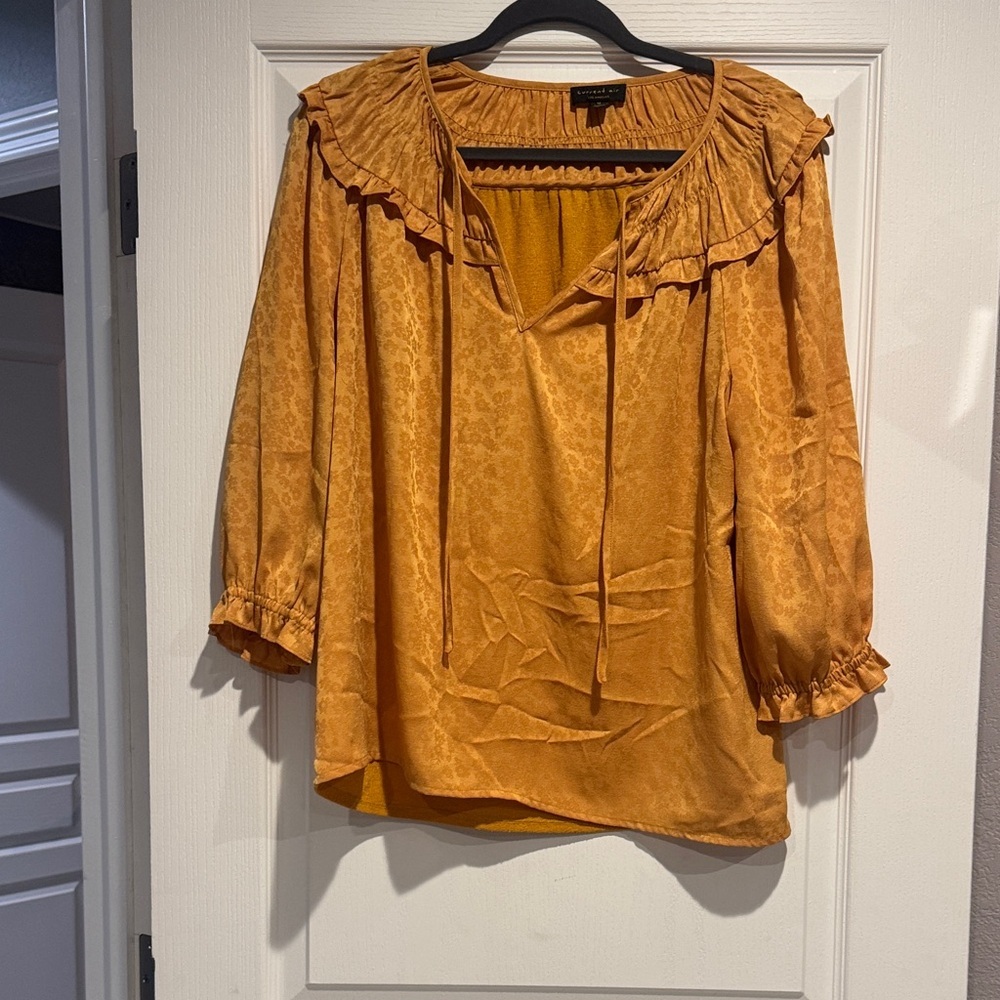 Current Air Golden Ruffle Blouse